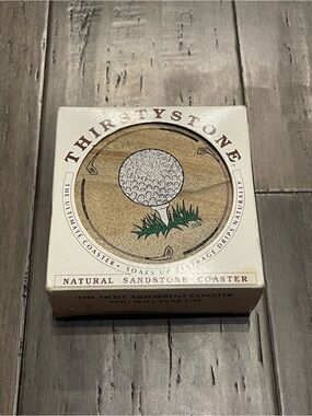 Vintage 1994 Thirstystone Golf Ball Sandstone Coasters Set of 4 USA w/ Box